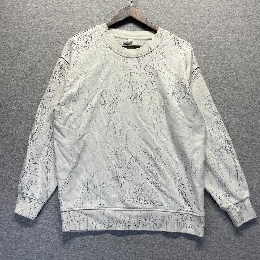 Lululemon Perfectly Oversized Sweatshirt Womens 2 White Marble Print Crew Neck